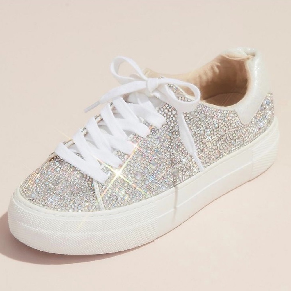 Betsy Johnson x David’s Bridal Sparkly Crystal Platform Sneakers